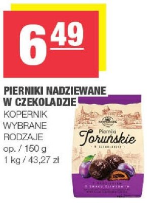 Pierniki nadziewane w czekoladzie KOPERNIK wybrane rodzaje promocja w SPAR