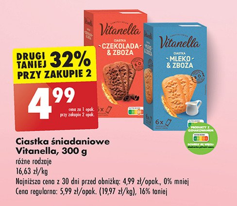 Ciastka czekolada i zboża Vitanella promocja