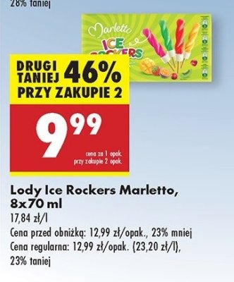 Lód waniliowy w polewie kiwi x2 + mango-marakuja x2 + truskawka x2 + wiśnia x2 Marletto promocja