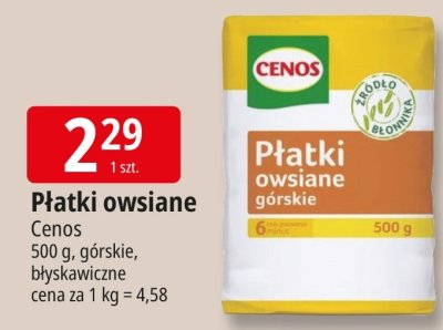 Płatki owsiane Cenos promocja w Leclerc