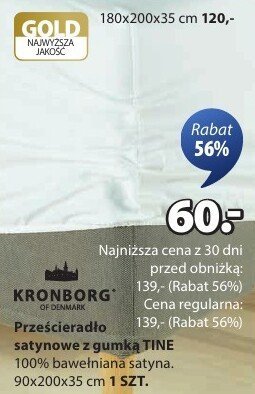 Prześcieradło satynowe Tine 180x200x35 cm promocja w Jysk