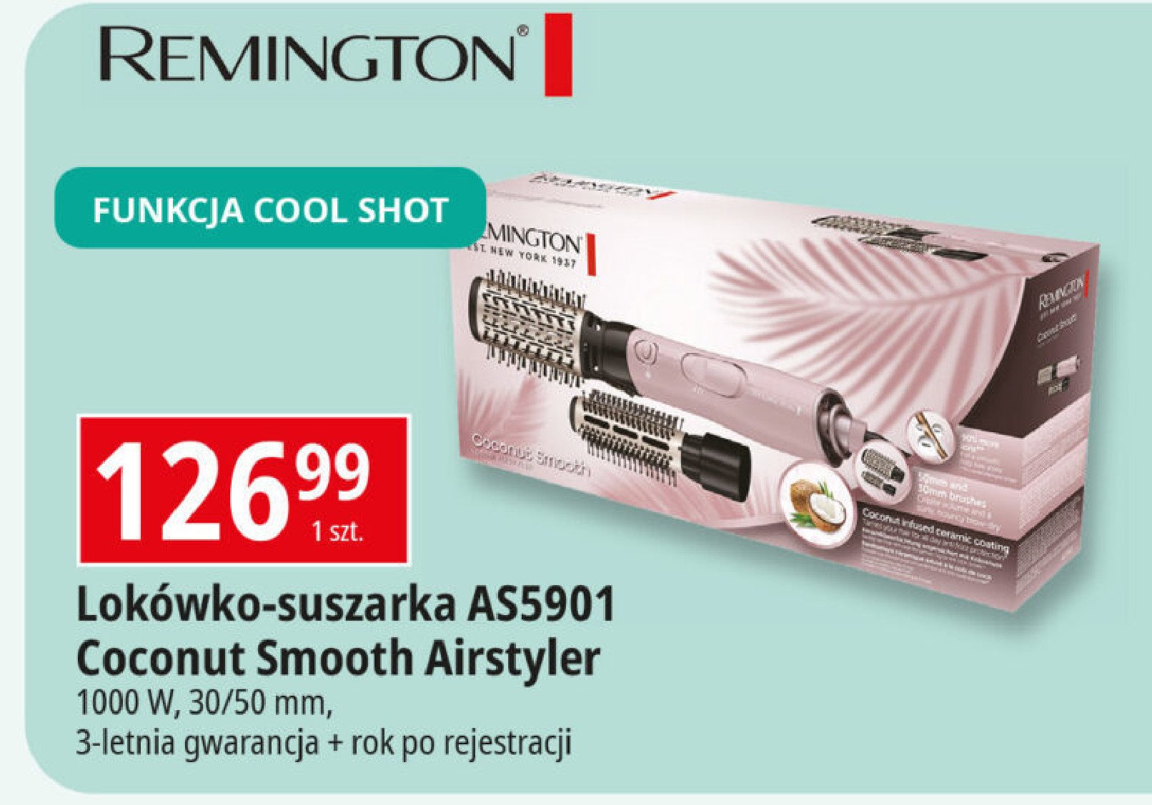 Suszarko-lokówka coconut smooth as5901 Remington promocja w Leclerc