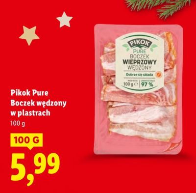 Boczek wędzony w plastrach Pikok Pure promocja w Lidl