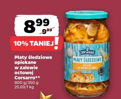 Płaty śledziowe opiekane w zalewie octowej Corsarro promocja w Netto