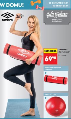 Mata do ćwiczeń Umbro o wym. 190 x 58 cm i grub. 1 cm promocja w Biedronka