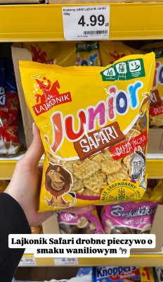 Krakersy Safari Junior o smaku waniliowym promocja w Dino