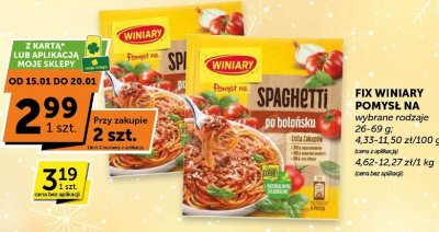 Fix WINIARY Pomysł na Spaghetti do bolońsku wybrane rodzaje promocja w Groszek