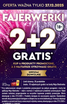 Fajerwerki 2+2 gratis promocja w Biedronka