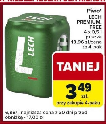 Piwo LECH PREMIUM, FREE promocja w Carrefour Express