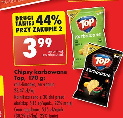 Chipsy karbowane ser-cebula Top chips Top (biedronka) promocja