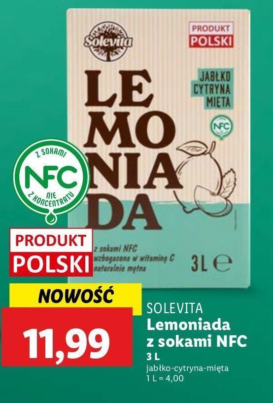 Lemoniada jab艂ko cytryna mi臋ta Solevita promocja