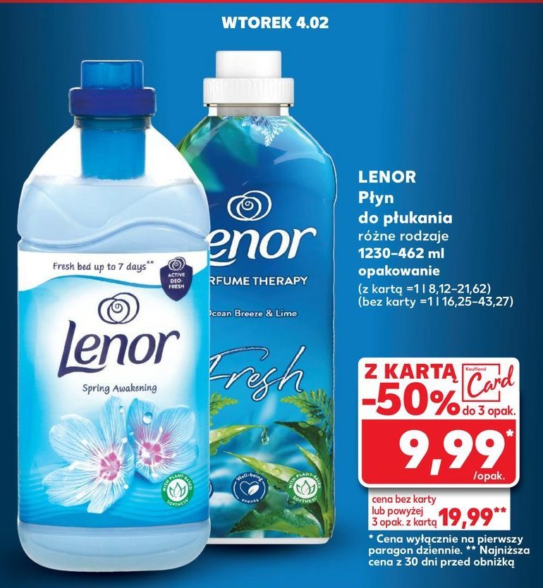 Płyn do płukania ocean breeze & lime fresh Lenor promocja w Kaufland