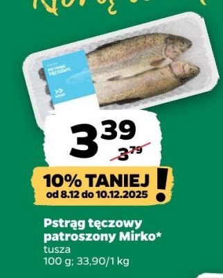 Pstrąg tęczowy patroszony Mirko tuszka promocja w Netto