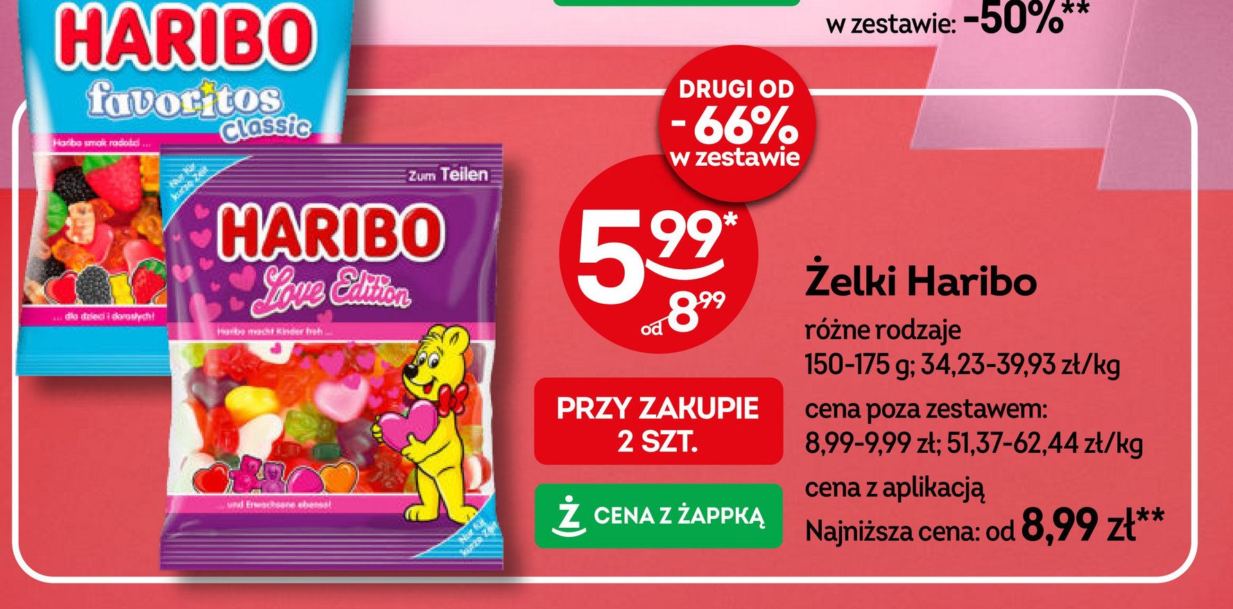 Żelki owocowe Haribo favoritos promocja w Żabka