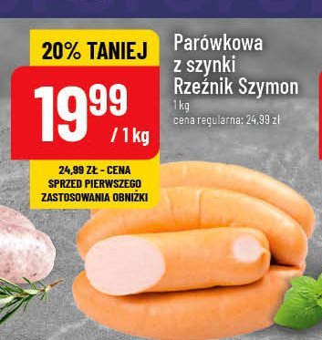Parówki z szynki Rzeźnik szymon poleca promocja