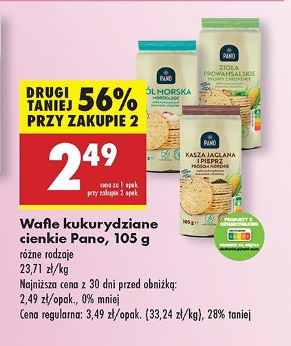 Wafle kukurydziane z kaszą jaglaną i pieprzem Pano promocja