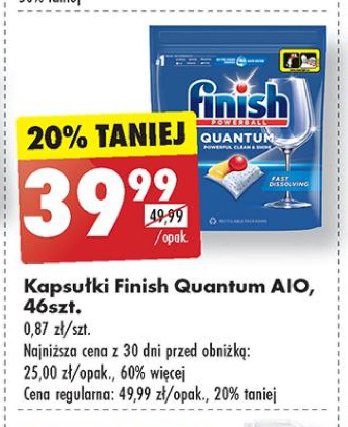 Tabletki do zmywarek lemon Finish quantum promocja w Biedronka