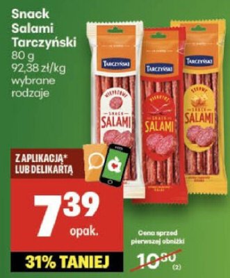Snack Salami Tarczyński 80g promocja w Delikatesy Centrum