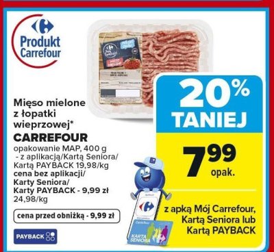 Mięso mielone z łopatki wieprzowej  promocja w Carrefour Market