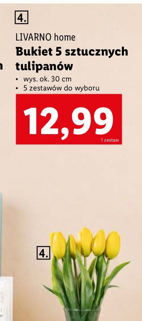 Tulipany 30 cm LIVARNO HOME promocja w Lidl