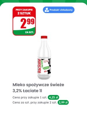 Mleko spożywcze świeże 3,2% 1l promocja w Dino