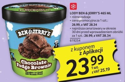 Lody Ben & Jerry's Chocolate Fudge Brownie 465 ml promocja w Selgros