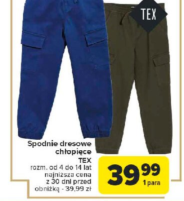 Spodnie chłopięce rozm. 4-14 lat Tex promocja w Carrefour