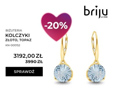 Kolczyki złoto, topaz promocja w Briju