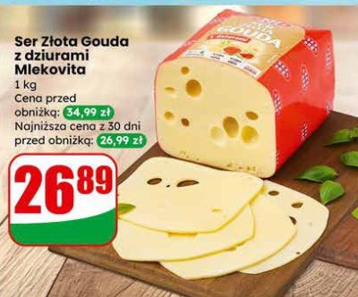 Ser Złota Gouda z dziurami Mlekovita promocja w Dino