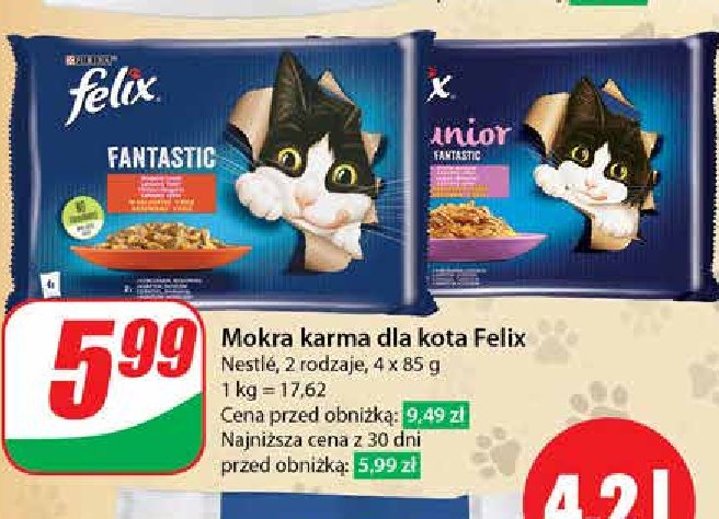 Karma dla kota wybór smaków w galaretce Purina felix fantastic promocja w Dino