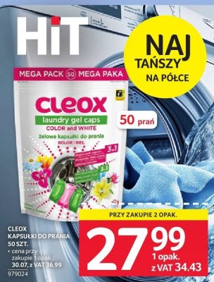 Kapsułki do prania Cleox 50 szt. Color and White różne kapsułki do prania promocja w Selgros