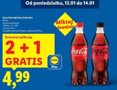 Coca-Cola lub Coca-Cola Zero promocja w Lidl