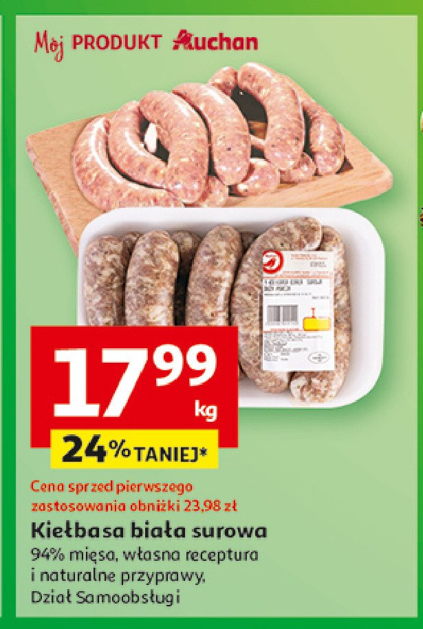 Kiełbasa biała surowa Auchan promocja