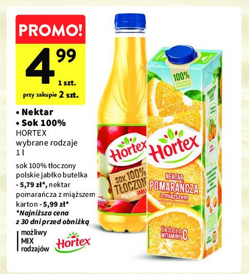 Sok tłoczone jabłko Hortex polskie jabłko promocja