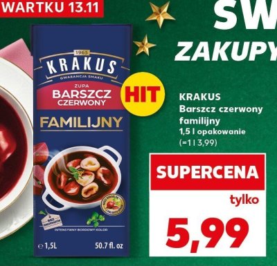 Barszcz czerwony familijny Krakus 1,5 l promocja w Kaufland