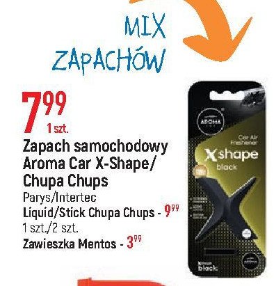 Zapach do samochodu black Aroma car x shape promocja
