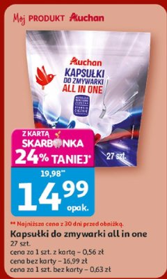 Kapsułki do zmywarki all in one 27 szt. Auchan promocja w Auchan