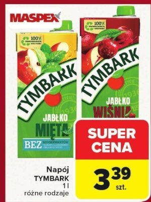 Napój TYMBARK jabłko mięta różne rodzaje promocja w Carrefour Market