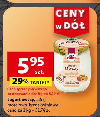 Jogurt owczy brzoskwinie i morele Rians promocja