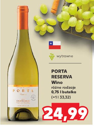 Wino wytrawne Porta reserva chardonnay promocja