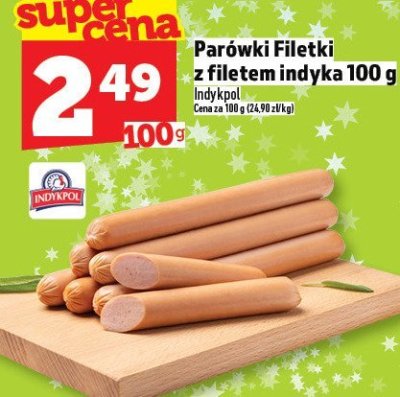 Parówki Filetki z filetem indyka 100g promocja w TOPAZ