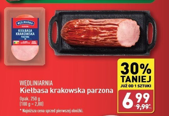 Kiełbasa krakowska parzona Wędliniarnia classic promocja w Aldi