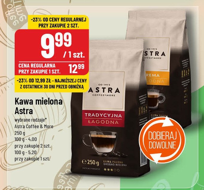 Kawa Astra łagodna crema Astra caffee promocja