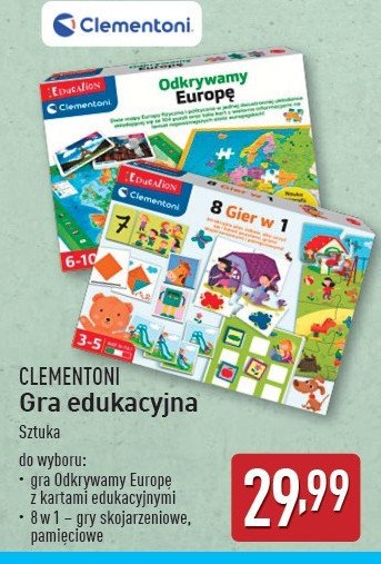 Gry edukacyjne 8w1 Clementoni promocja w Aldi