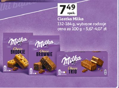 Ciastko czekoladowe z kremem i kawałkami czekolady Milka choco brownie promocja