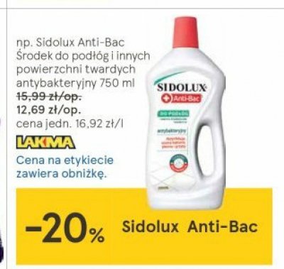 Płyn do podłóg antybakteryjny Sidolux anti-bac+ promocja
