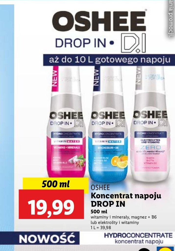 Koncentrat lemon-orange Oshee vitamin water promocja