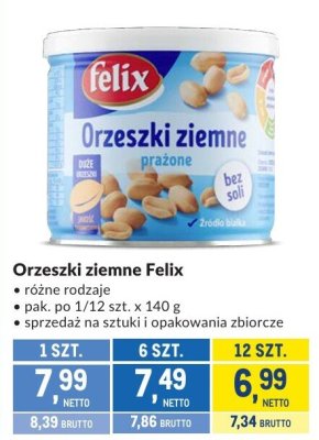 Orzeszki ziemne Felix prażone różne rodzaje 140g promocja w Makro