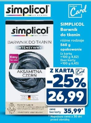 Barwnik do tkanin SIMPLICOL różne rodzaje promocja w Kaufland