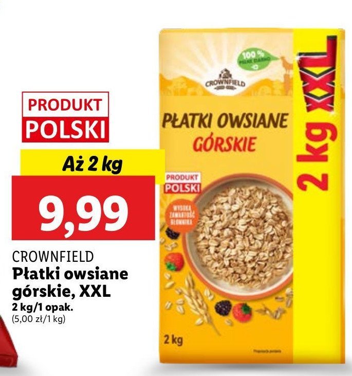 Płatki owsiane górskie Crownfield promocja